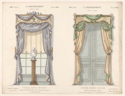 Window and Door with Curtains