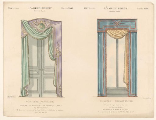 Door and window with curtains