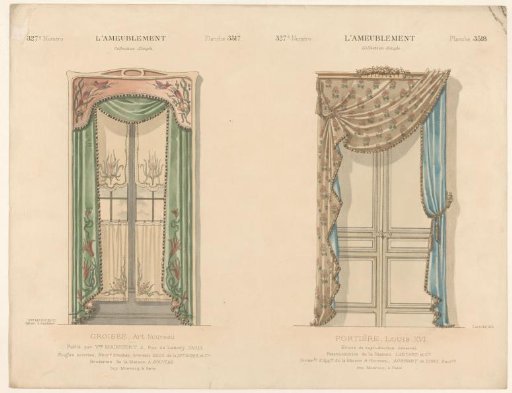 Window and door with curtains