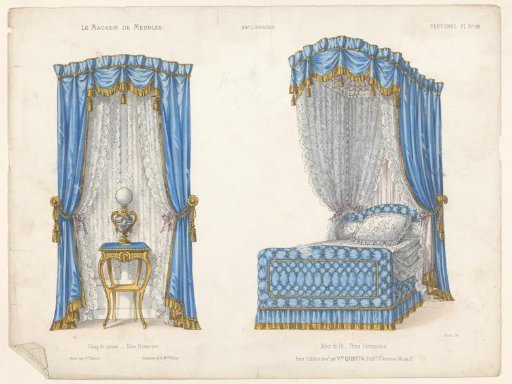 Window with curtains and a canopy bed with draperies