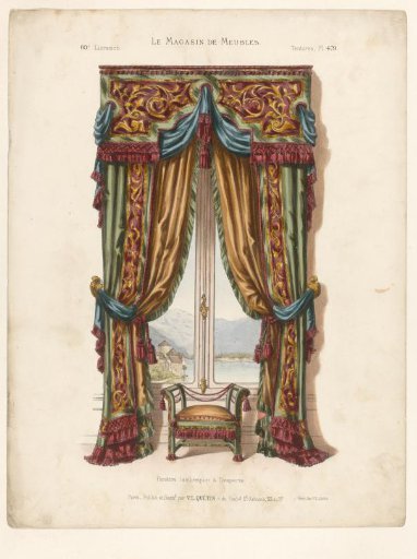 Door with curtains