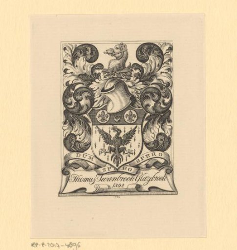Ex libris of Thomas Swanbrook Glazebrook