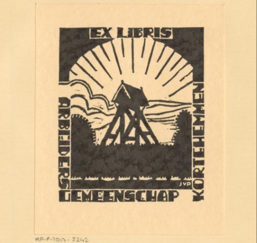 Ex libris of the Workers' Community Kortehemmen