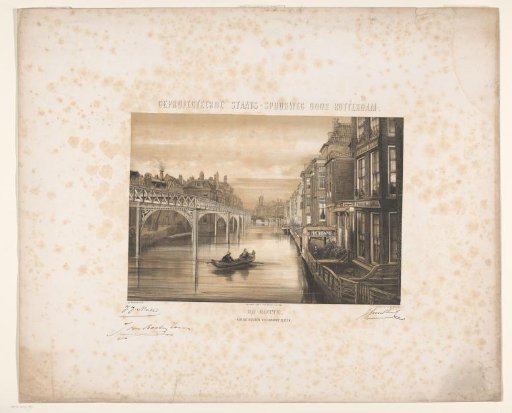 Vision of the Rotte river in Rotterdam with a railway line