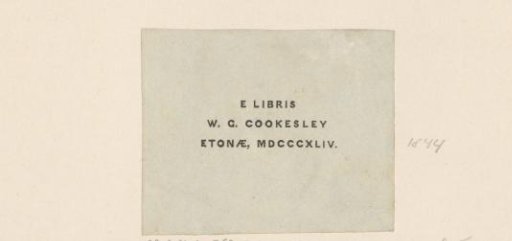 Ex libris of W.G. Cookesley