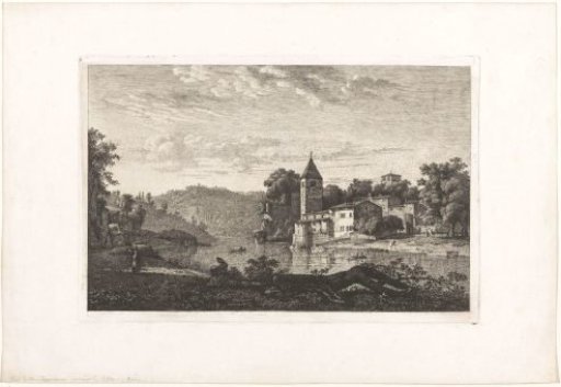 View of the Island of Barbe in the Saône River, with the Romanesque Church of Our Lady