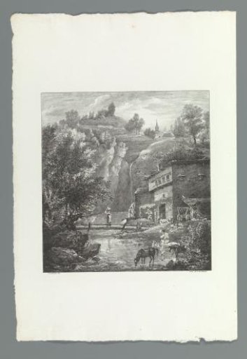 Figures and Horses at a House by a Mountain Stream