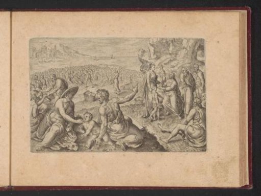 Miraculous multiplication of loaves and fishes by Christ
