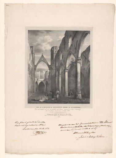 Ruin of the Sint-Lievensmonsterkerk in Zierikzee, after the fire of 1832