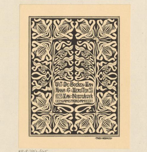Ex libris of Anna G. Verster-van Nieuwkuyk