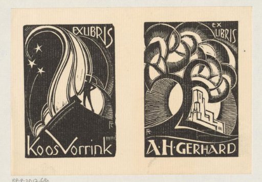 Leaf with two ex libris