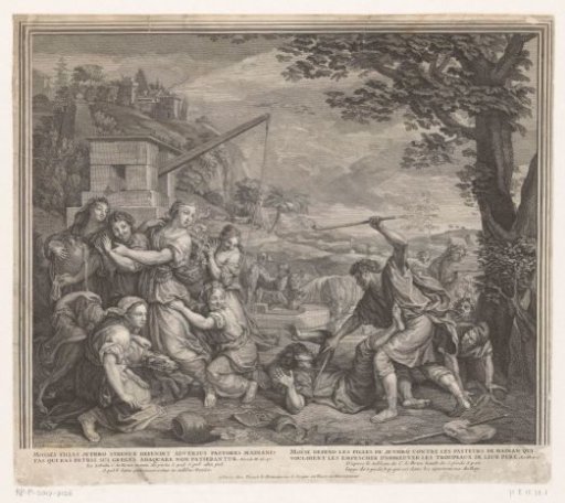 Moses and the daughters of Reuel (Jethro) at the well
