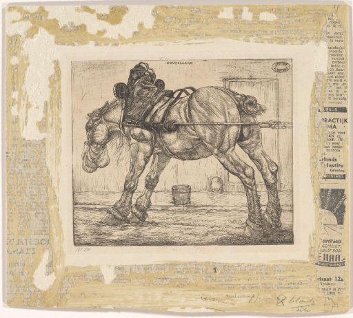 Draft horse with a sack of oats