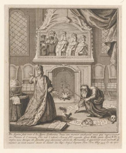 Catherine de' Medici sees the future kings of France in the magic mirror
