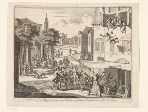 Child thrown out of a window for refusing to attend Mass, ca. 1670-1680