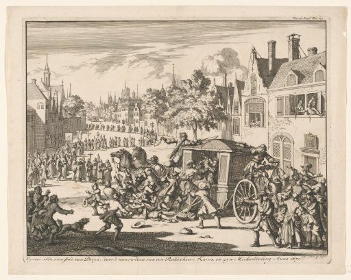 Riot during a procession in a suburb of Paris, 1671