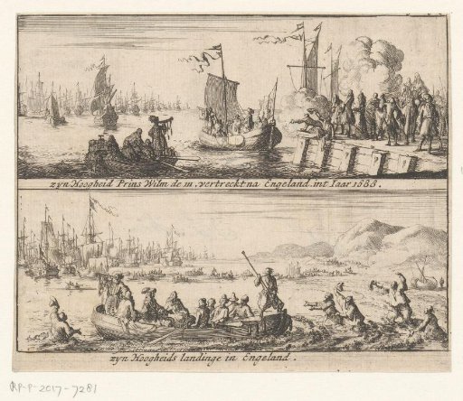 Departure and arrival of Prince William III in England, 1688