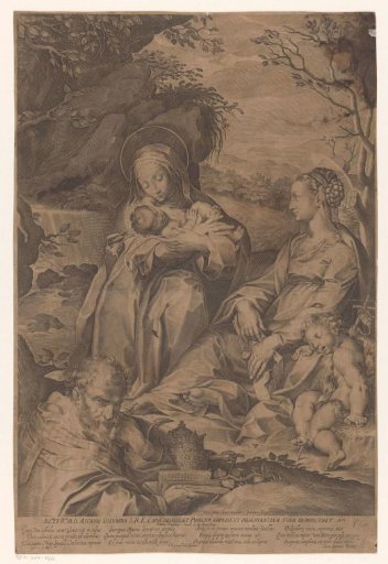 Saint Catherine of Siena with the Christ Child, Mary, a sleeping John the Baptist, and Pope Clement I