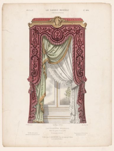 Window with cantonnière and curtains