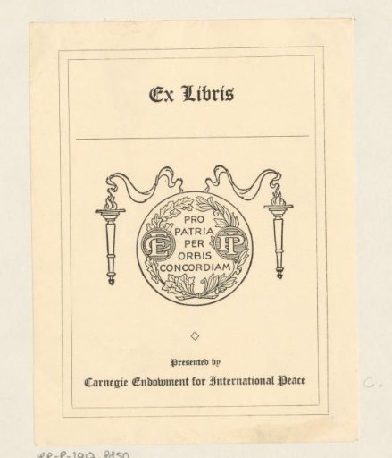 Ex libris of the Carnegie Endowment for International Peace