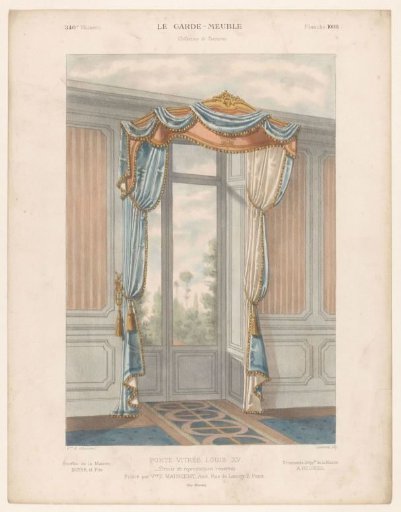 Door with curtains