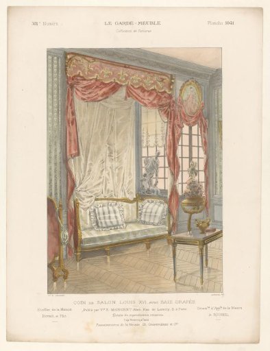 Seating area with curtains