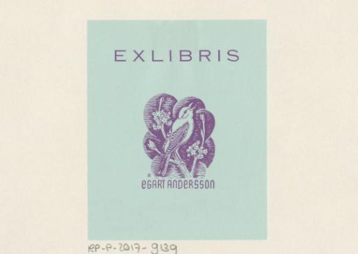 Ex libris of Egart Andersson