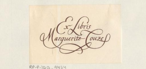 Ex libris of Marguerite Couze