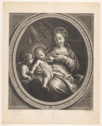 Maria lactans with angel in an oval frame