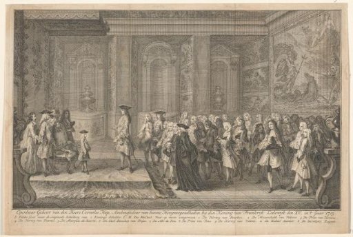 Audience of Cornelis Hop with the young King Louis XV, 1719