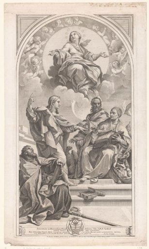 John the Baptist expounding the doctrine of the Immaculate Conception to St. Gregory, St. Augustine, and John Chrysostom