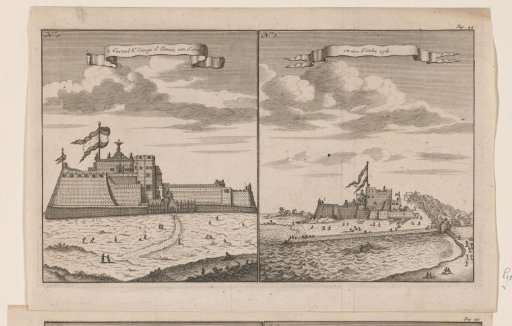Two views of Fort St. George, in Ghana