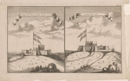 Two views of Fort Christiansborg, in Ghana