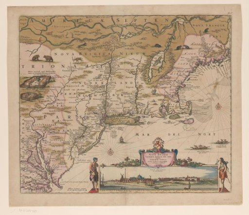 Map of the northeast coast of America, with a view of New Amsterdam