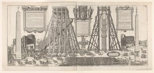The erection of the obelisk on St. Peter's Square