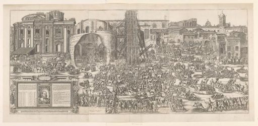 The erection of the obelisk on St. Peter's Square