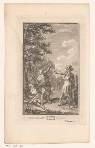 Scene from Clitandre with Dueling Figures