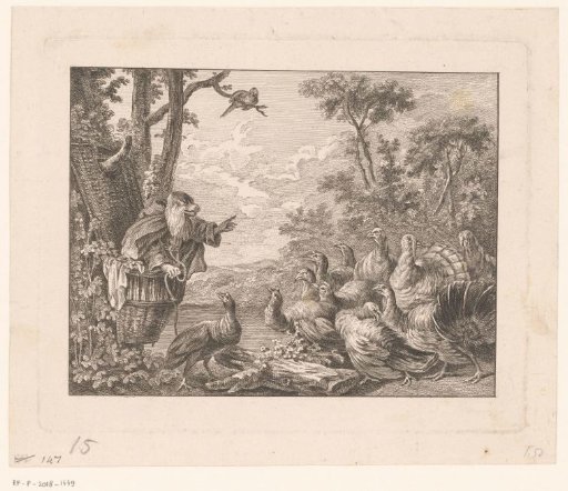 Ape addressing a group of turkeys