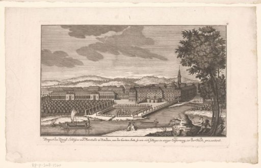 View of the Potsdam City Palace, its stables and gardens