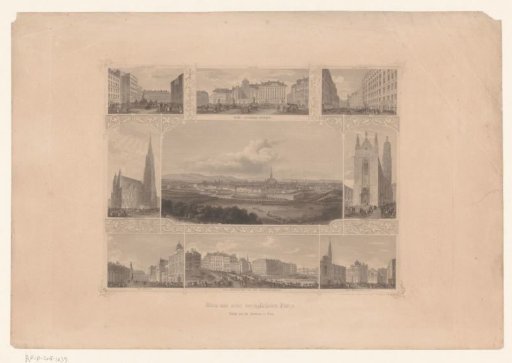 View of Vienna with eight views of prominent places and buildings in the city
