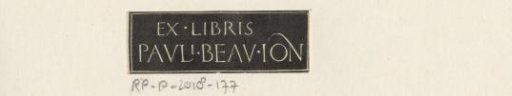 Ex libris, possibly of Paul Beau Ion
