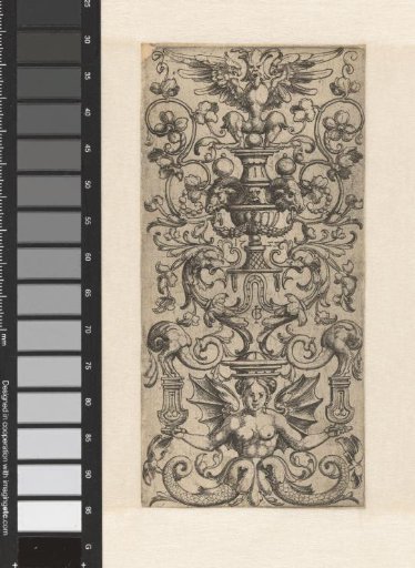 Ornament with a winged siren at foot