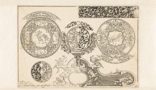 Designs for clock cases with two scenes of Apollo and Daphne