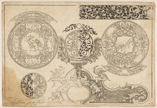 Designs for clock cases with two scenes of Apollo and Daphne