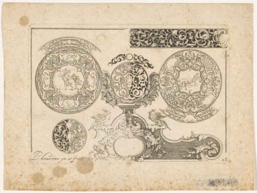 Designs for clock cases with two scenes of Apollo and Daphne