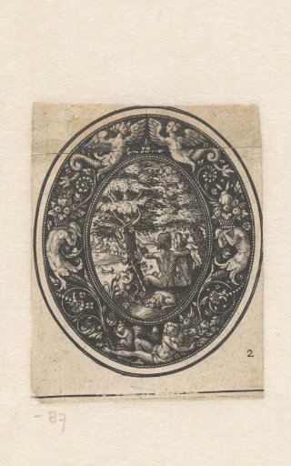Oval medallion with Adonis and Venus under a tree