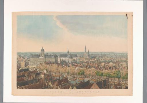 Panorama of Amsterdam, with the Royal Palace on Dam Square and the New Church