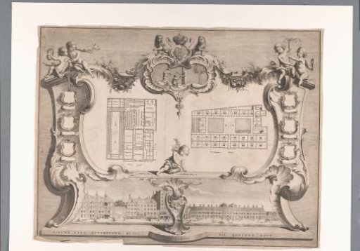 Map and view of the Nieuwezijds Huiszittenhuis, Amsterdam