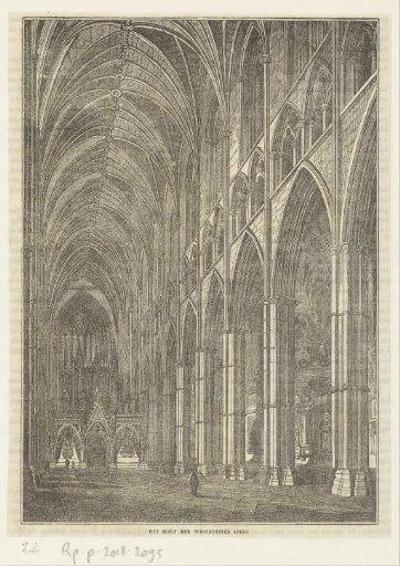 View of the interior of the nave of Westminster Abbey, London