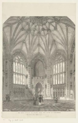 View of the interior of the central hall of the Houses of Parliament